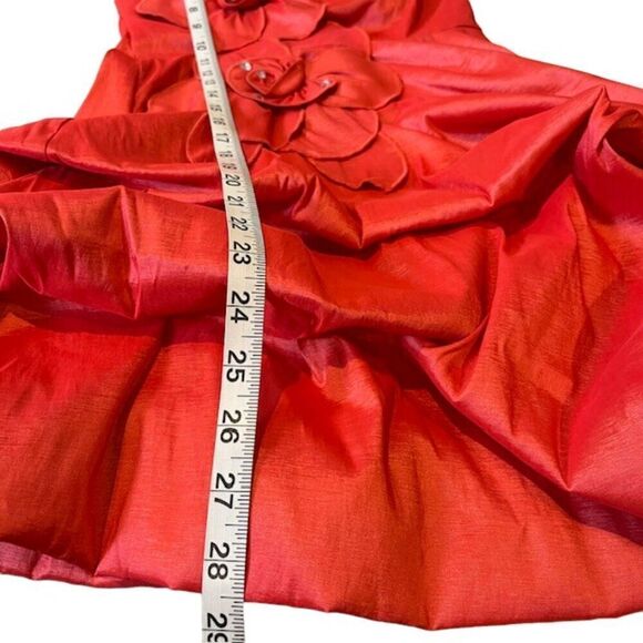 Sequin Hearts Women's Formal Coral Taffeta Ruched Rose Zip Back Mini Dress 7 - Picture 12 of 12